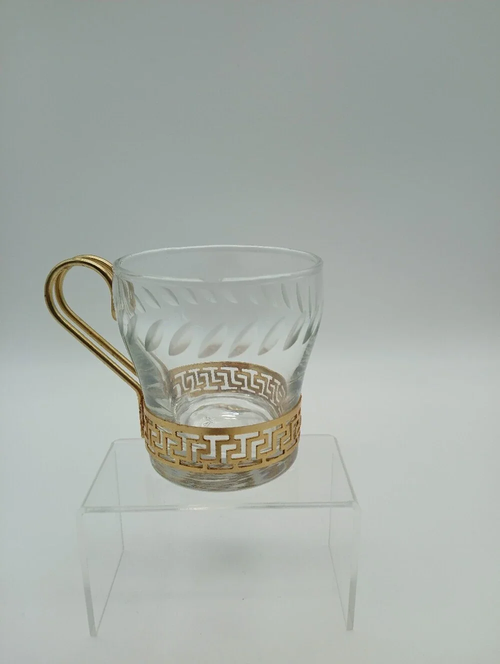 Libbey Clear Glass Cup with Gold Tone Trim and Handle (1 Replacement)